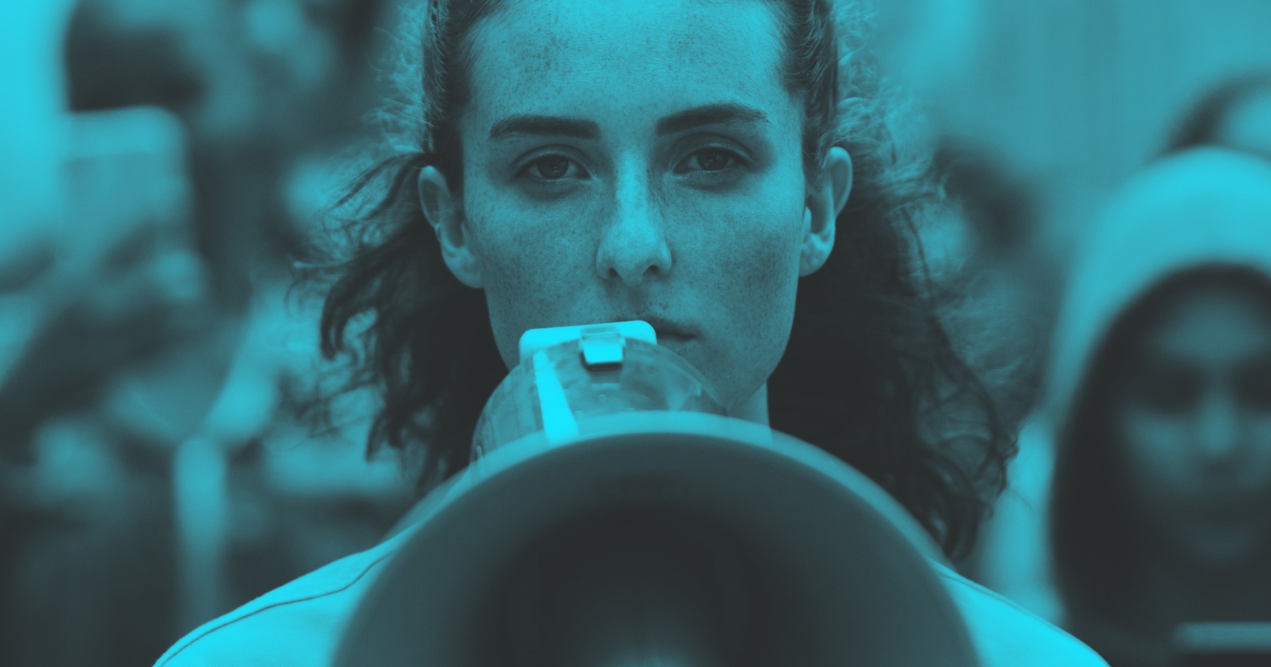 Woman holding megaphone