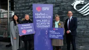 Campaigners outside Senedd